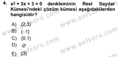 Genel Matematik Dersi 2016 - 2017 Yılı 3 Ders Sınav Soruları 4. Soru