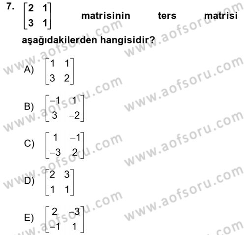 Genel Matematik Dersi 2016 - 2017 Yılı 3 Ders Sınav Soruları 7. Soru
