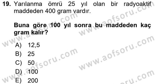 Genel Matematik Dersi Ara Sınavı Deneme Sınav Soruları 19. Soru