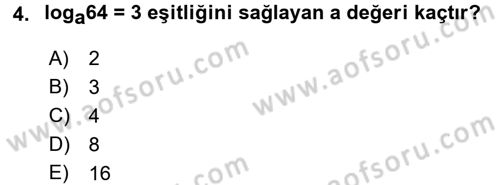 Genel Matematik Dersi 2016 - 2017 Yılı (Final) Dönem Sonu Sınav Soruları 4. Soru