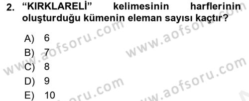 Genel Matematik Dersi 2017 - 2018 Yılı 3 Ders Sınav Soruları 2. Soru
