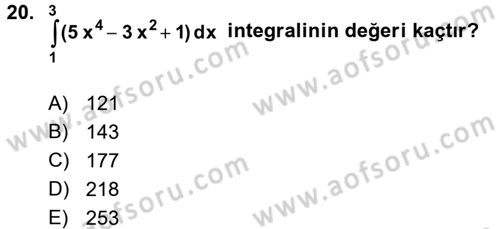 Genel Matematik Dersi 2017 - 2018 Yılı 3 Ders Sınav Soruları 20. Soru