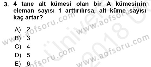 Genel Matematik Dersi 2017 - 2018 Yılı 3 Ders Sınav Soruları 3. Soru
