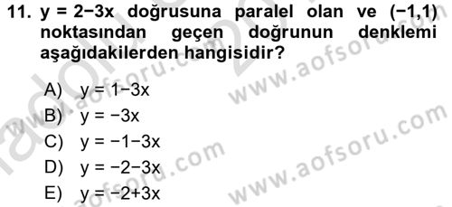 Genel Matematik Dersi Ara Sınavı Deneme Sınav Soruları 11. Soru
