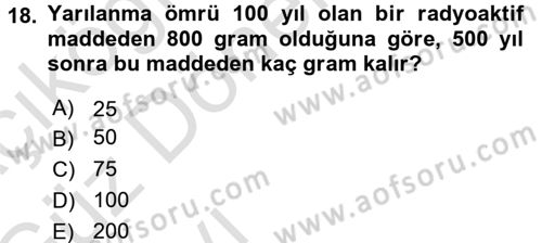 Genel Matematik Dersi Ara Sınavı Deneme Sınav Soruları 18. Soru