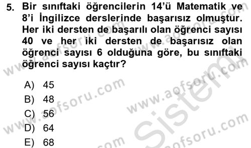 Genel Matematik Dersi Ara Sınavı Deneme Sınav Soruları 5. Soru