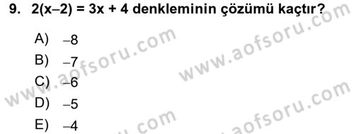 Genel Matematik Dersi Ara Sınavı Deneme Sınav Soruları 9. Soru