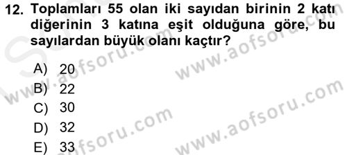 Genel Matematik Dersi 2017 - 2018 Yılı (Final) Dönem Sonu Sınav Soruları 12. Soru