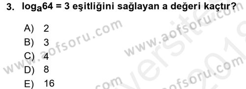 Genel Matematik Dersi 2017 - 2018 Yılı (Final) Dönem Sonu Sınav Soruları 3. Soru
