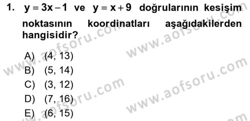 Genel Matematik Dersi 2018 - 2019 Yılı 3 Ders Sınav Soruları 1. Soru