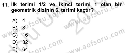 Genel Matematik Dersi 2018 - 2019 Yılı 3 Ders Sınav Soruları 11. Soru