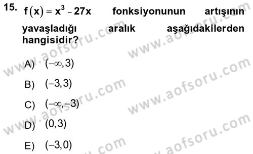 Genel Matematik Dersi 2018 - 2019 Yılı 3 Ders Sınav Soruları 15. Soru