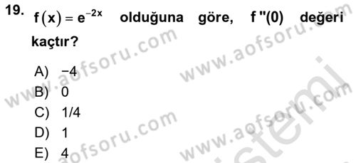 Genel Matematik Dersi 2018 - 2019 Yılı 3 Ders Sınav Soruları 19. Soru