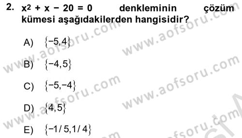 Genel Matematik Dersi 2018 - 2019 Yılı 3 Ders Sınav Soruları 2. Soru