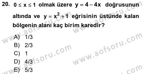 Genel Matematik Dersi 2018 - 2019 Yılı 3 Ders Sınav Soruları 20. Soru