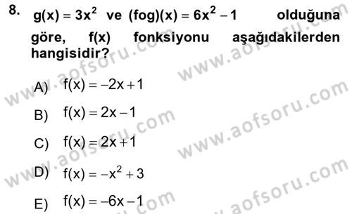 Genel Matematik Dersi 2018 - 2019 Yılı 3 Ders Sınav Soruları 8. Soru