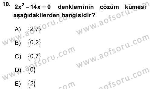 Genel Matematik Dersi 2018 - 2019 Yılı (Vize) Ara Sınav Soruları 10. Soru
