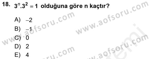 Genel Matematik Dersi Ara Sınavı Deneme Sınav Soruları 18. Soru