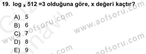 Genel Matematik Dersi 2018 - 2019 Yılı (Vize) Ara Sınav Soruları 19. Soru