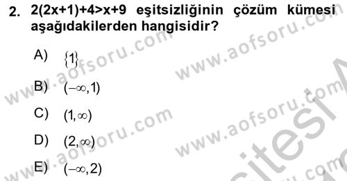 Genel Matematik Dersi 2018 - 2019 Yılı Yaz Okulu Sınav Soruları 2. Soru