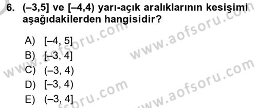 Genel Matematik Dersi 2018 - 2019 Yılı Yaz Okulu Sınav Soruları 6. Soru