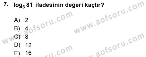 Genel Matematik Dersi 2018 - 2019 Yılı Yaz Okulu Sınav Soruları 7. Soru