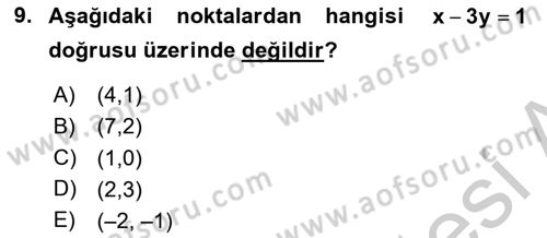 Genel Matematik Dersi 2018 - 2019 Yılı Yaz Okulu Sınav Soruları 9. Soru