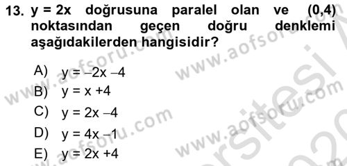 Genel Matematik Dersi 2019 - 2020 Yılı (Vize) Ara Sınav Soruları 13. Soru