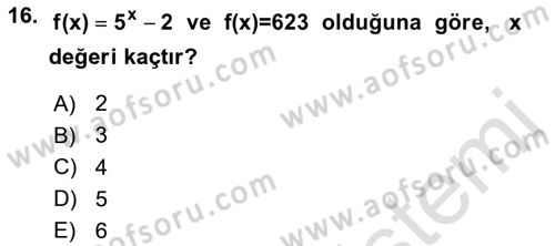 Genel Matematik Dersi 2019 - 2020 Yılı (Vize) Ara Sınav Soruları 16. Soru