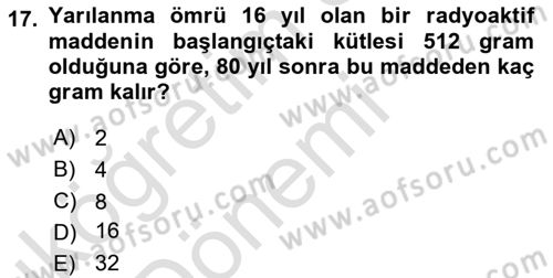 Genel Matematik Dersi Ara Sınavı Deneme Sınav Soruları 17. Soru