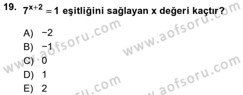 Genel Matematik Dersi Ara Sınavı Deneme Sınav Soruları 19. Soru