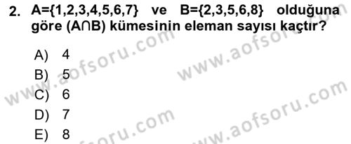 Genel Matematik Dersi Ara Sınavı Deneme Sınav Soruları 2. Soru