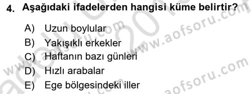 Genel Matematik Dersi 2019 - 2020 Yılı (Vize) Ara Sınav Soruları 4. Soru