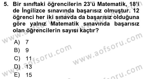 Genel Matematik Dersi 2019 - 2020 Yılı (Vize) Ara Sınav Soruları 5. Soru