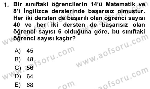 Genel Matematik Dersi 2021 - 2022 Yılı (Vize) Ara Sınav Soruları 1. Soru