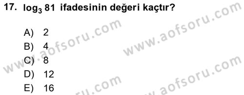 Genel Matematik Dersi Ara Sınavı Deneme Sınav Soruları 17. Soru