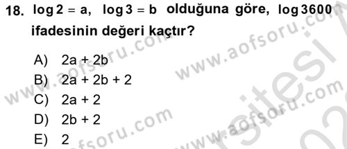 Genel Matematik Dersi Ara Sınavı Deneme Sınav Soruları 18. Soru