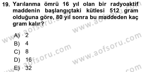 Genel Matematik Dersi Ara Sınavı Deneme Sınav Soruları 19. Soru