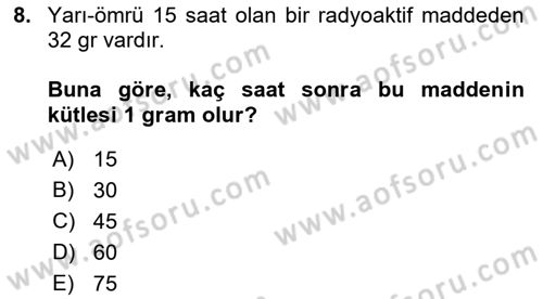 Genel Matematik Dersi 2021 - 2022 Yılı Yaz Okulu Sınav Soruları 8. Soru