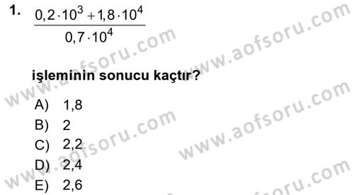 Genel Matematik Dersi 2022 - 2023 Yılı (Vize) Ara Sınav Soruları 1. Soru
