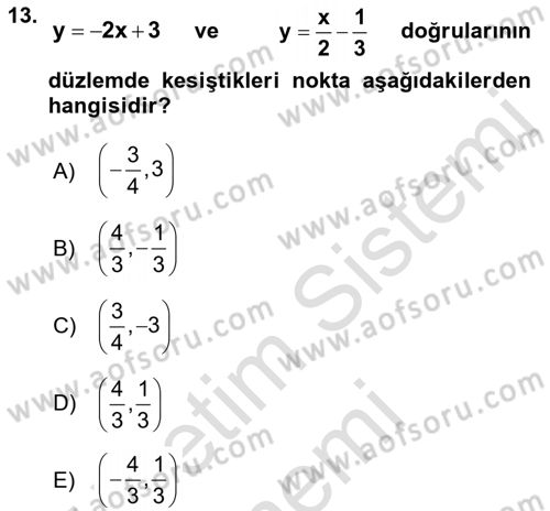 Genel Matematik Dersi 2022 - 2023 Yılı (Vize) Ara Sınav Soruları 13. Soru