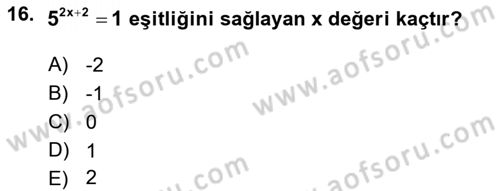 Genel Matematik Dersi 2022 - 2023 Yılı (Vize) Ara Sınav Soruları 16. Soru