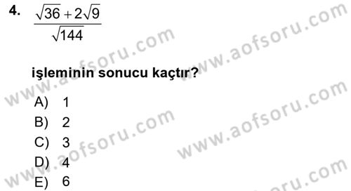 Genel Matematik Dersi 2022 - 2023 Yılı (Vize) Ara Sınav Soruları 4. Soru
