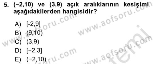 Genel Matematik Dersi 2022 - 2023 Yılı (Vize) Ara Sınav Soruları 5. Soru
