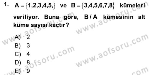 Genel Matematik Dersi 2022 - 2023 Yılı (Final) Dönem Sonu Sınav Soruları 1. Soru