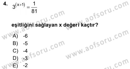 Genel Matematik Dersi 2022 - 2023 Yılı (Final) Dönem Sonu Sınav Soruları 4. Soru