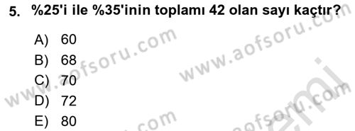 Genel Matematik Dersi 2022 - 2023 Yılı (Final) Dönem Sonu Sınav Soruları 5. Soru