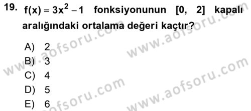 Genel Matematik Dersi 2022 - 2023 Yılı Yaz Okulu Sınav Soruları 19. Soru