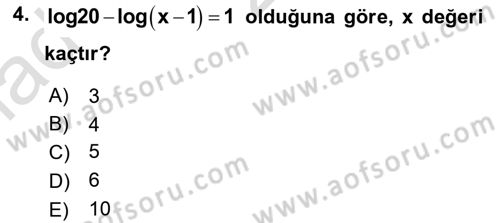 Genel Matematik Dersi 2022 - 2023 Yılı Yaz Okulu Sınav Soruları 4. Soru