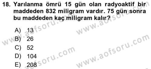 Genel Matematik Dersi Ara Sınavı Deneme Sınav Soruları 18. Soru